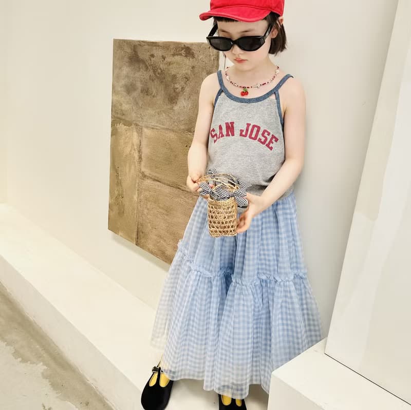 水藍格子公主紗裙 / 半身裙 童裝