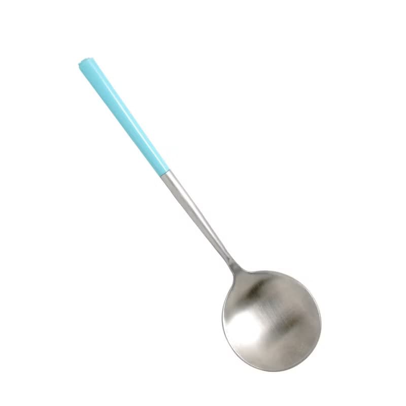 不銹鋼花瓣湯匙1入(沉黑、淨白、天空青)