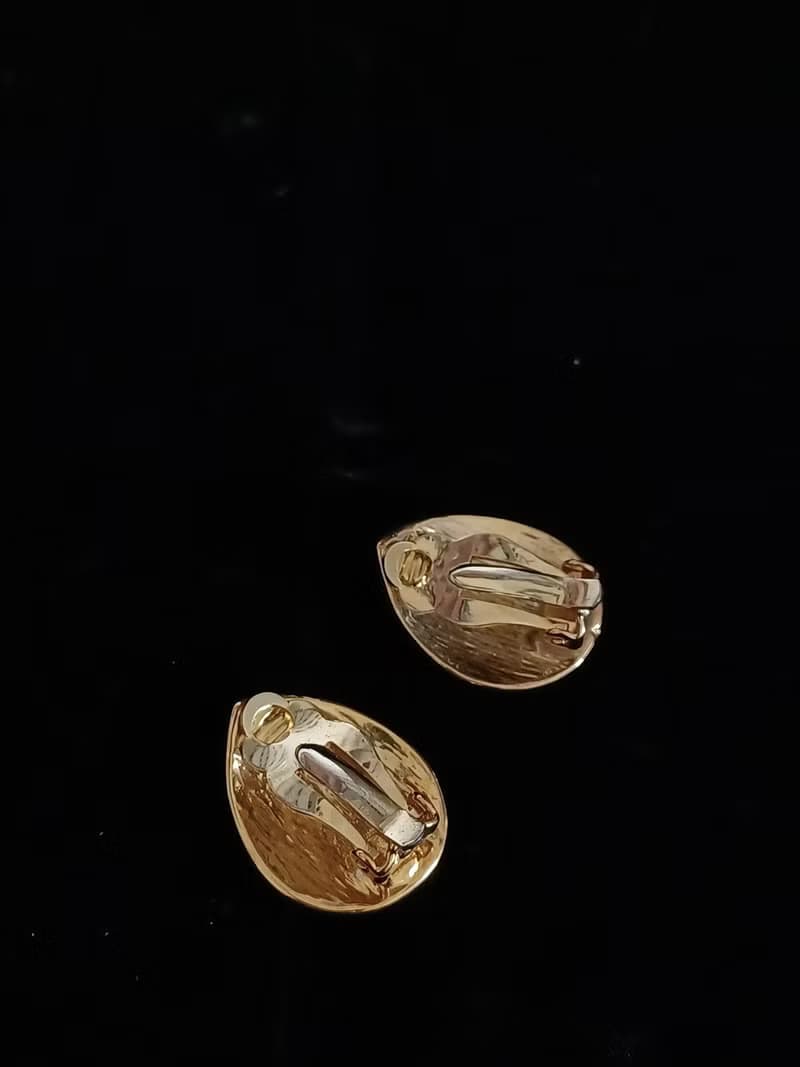 vintage jewelry  流動的紫琺瑯夾式耳環