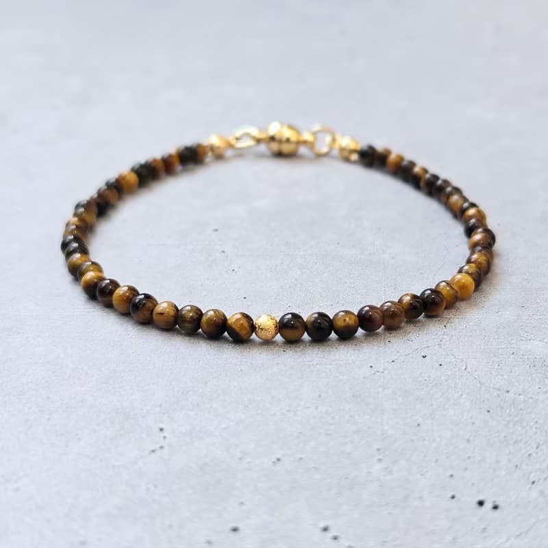 【日本製】タイガーアイ ブレスレット –  マグネット留め具 / 金属アレルギー対応