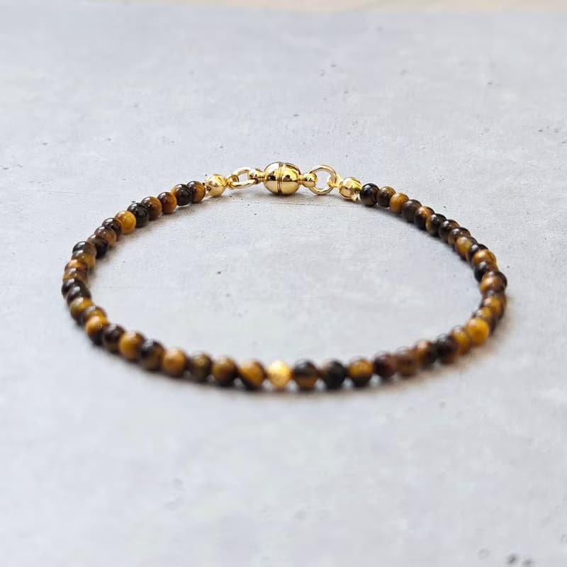 【日本製】タイガーアイ ブレスレット –  マグネット留め具 / 金属アレルギー対応