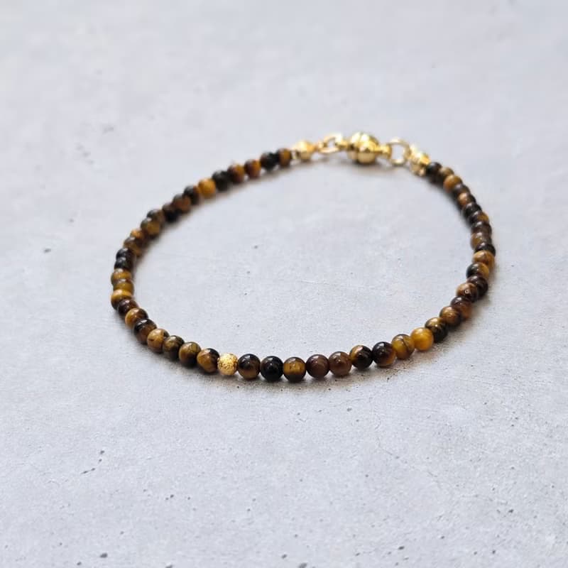 【日本製】タイガーアイ ブレスレット –  マグネット留め具 / 金属アレルギー対応