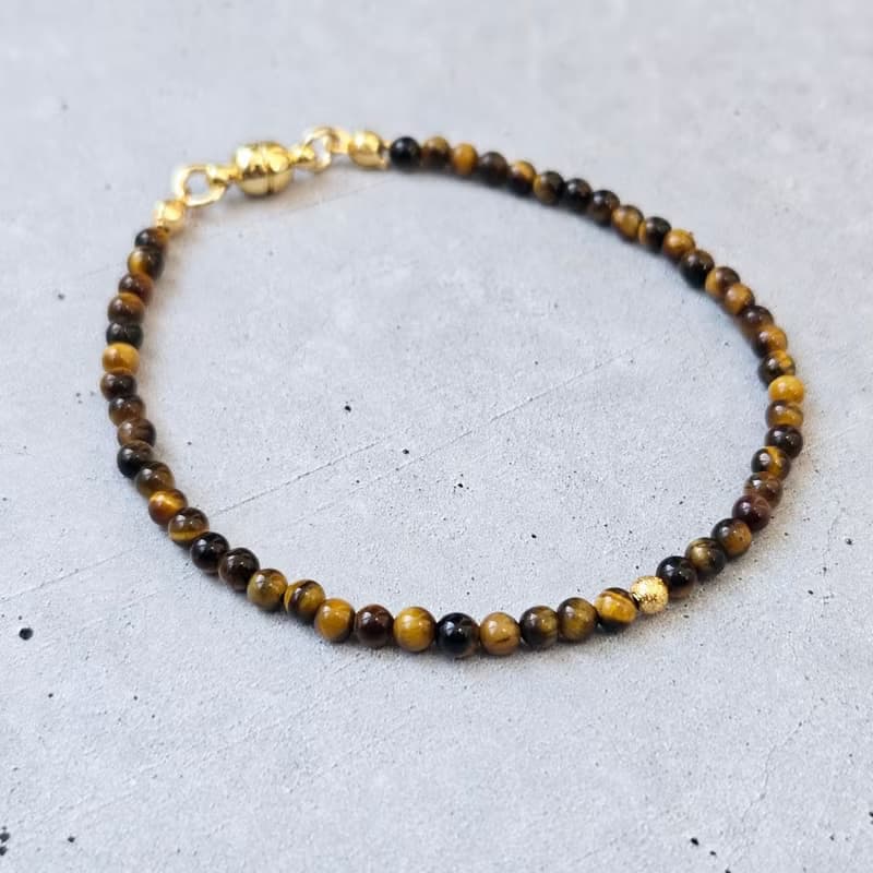 【日本製】タイガーアイ ブレスレット –  マグネット留め具 / 金属アレルギー対応