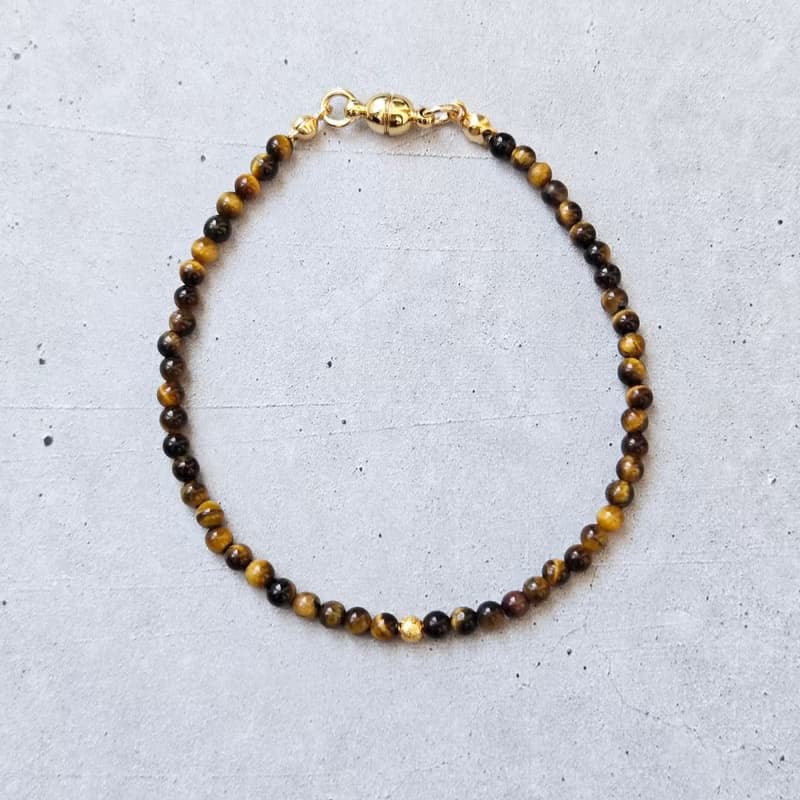 【日本製】タイガーアイ ブレスレット –  マグネット留め具 / 金属アレルギー対応
