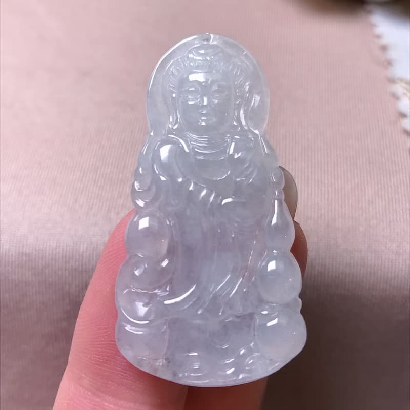冰種翡翠觀音菩薩 | 天然緬甸玉A貨翡翠 | 送禮