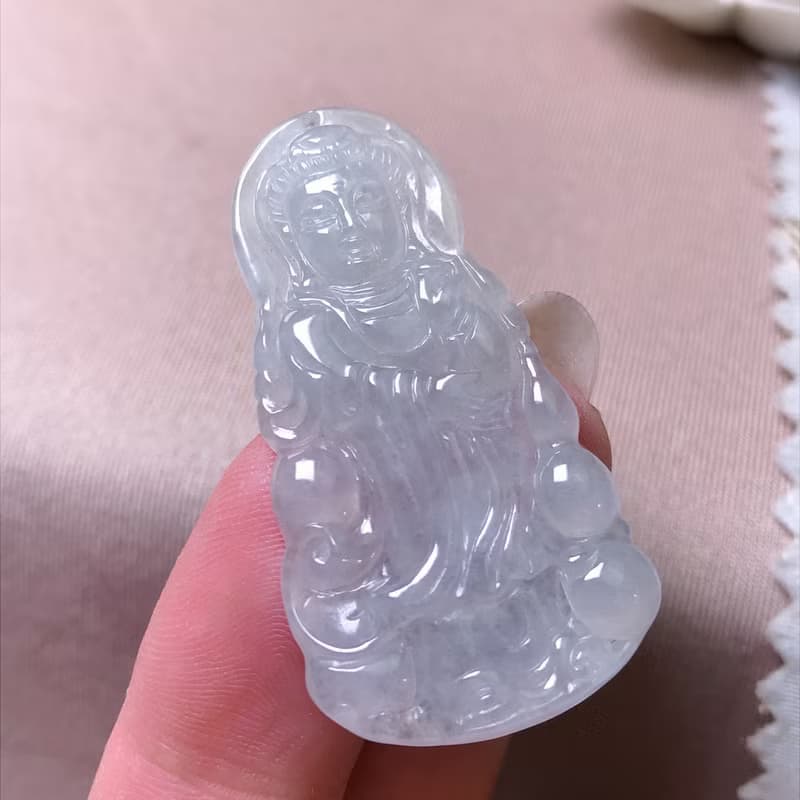 冰種翡翠觀音菩薩 | 天然緬甸玉A貨翡翠 | 送禮