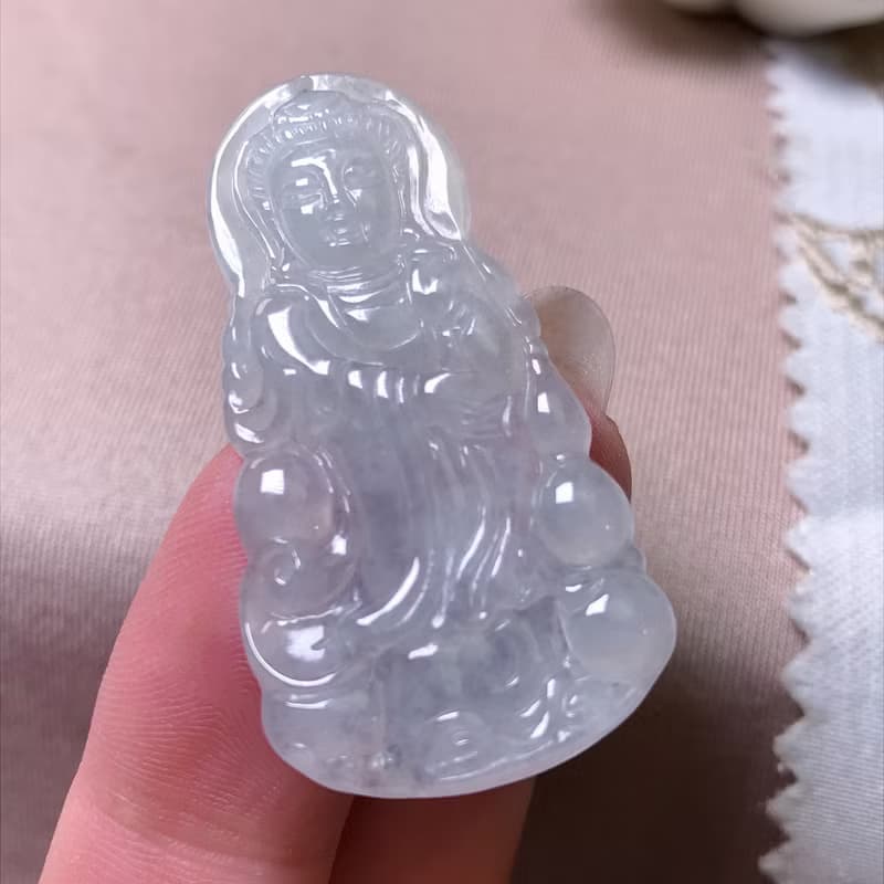 冰種翡翠觀音菩薩 | 天然緬甸玉A貨翡翠 | 送禮