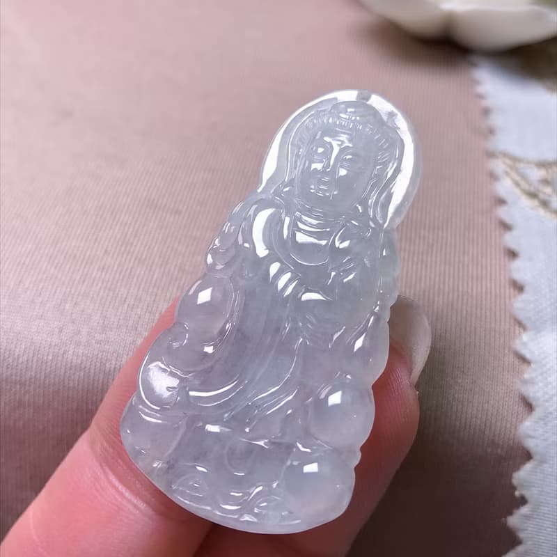 冰種翡翠觀音菩薩 | 天然緬甸玉A貨翡翠 | 送禮