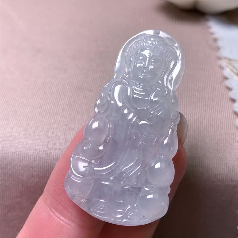 冰種翡翠觀音菩薩 | 天然緬甸玉A貨翡翠 | 送禮
