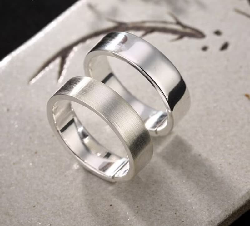 Real S 990 Fine Silver Unisex Glossy Finger Rings Men Handmade Ring Women Simple
