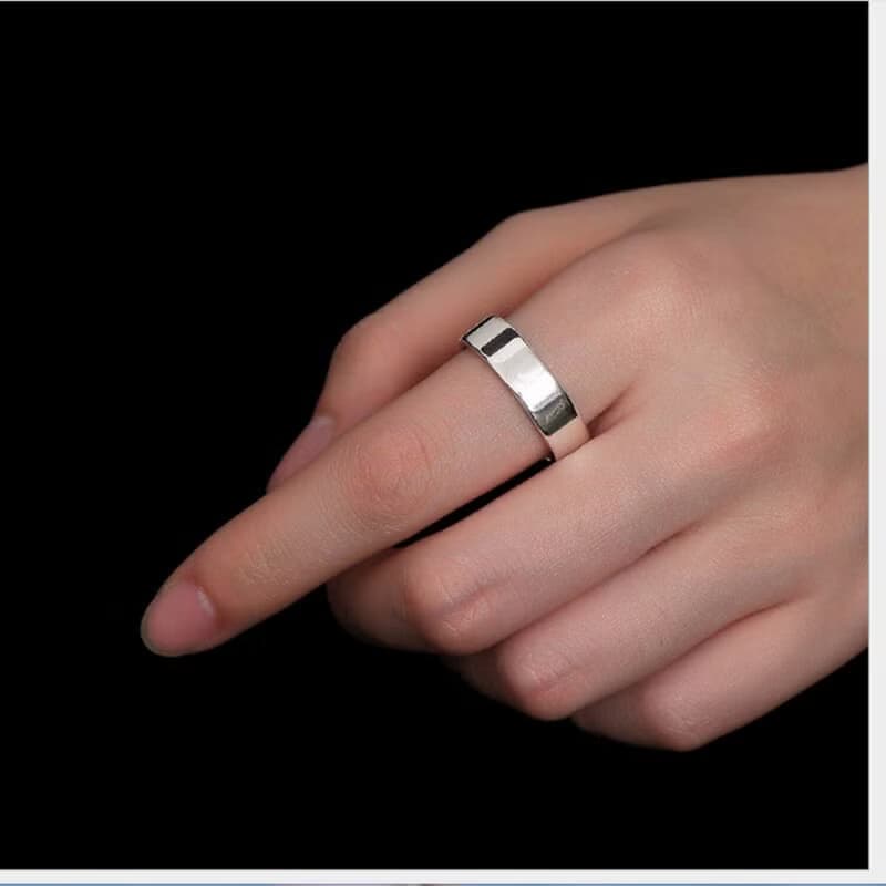 Real S 990 Fine Silver Unisex Glossy Finger Rings Men Handmade Ring Women Simple