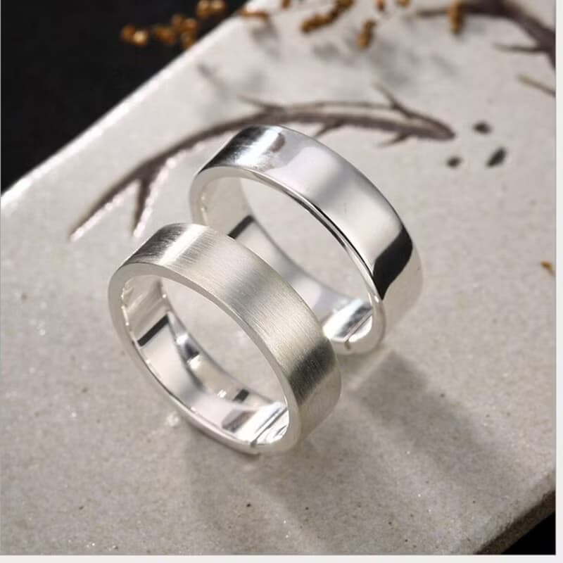 Real S 990 Fine Silver Unisex Glossy Finger Rings Men Handmade Ring Women Simple
