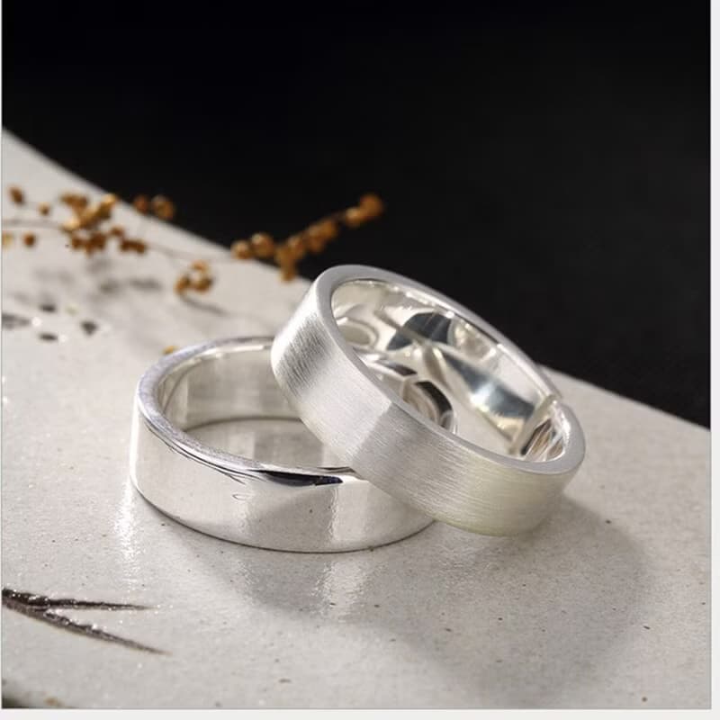 Real S 990 Fine Silver Unisex Glossy Finger Rings Men Handmade Ring Women Simple