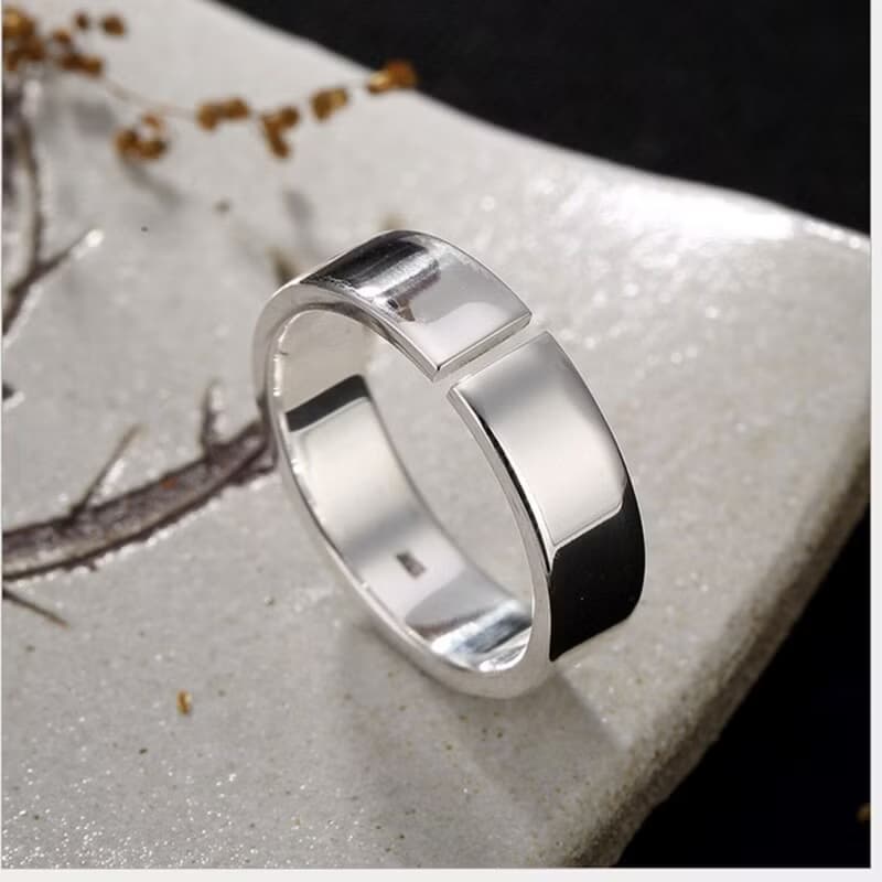 Real S 990 Fine Silver Unisex Glossy Finger Rings Men Handmade Ring Women Simple