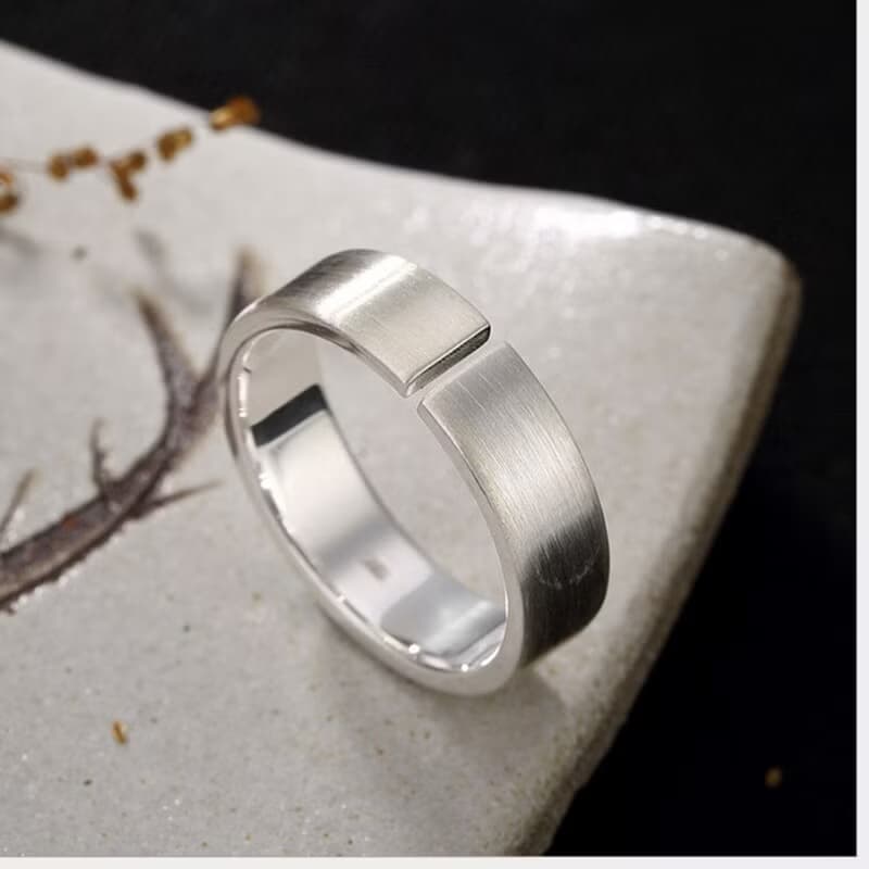 Real S 990 Fine Silver Unisex Glossy Finger Rings Men Handmade Ring Women Simple
