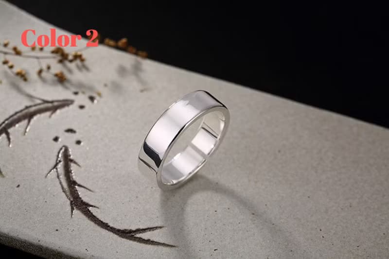 Real S 990 Fine Silver Unisex Glossy Finger Rings Men Handmade Ring Women Simple