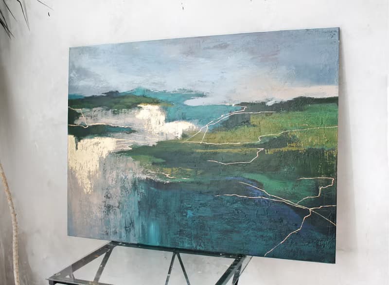 Painting landscape Abstract | Green abstract painting | Abstract landscape North