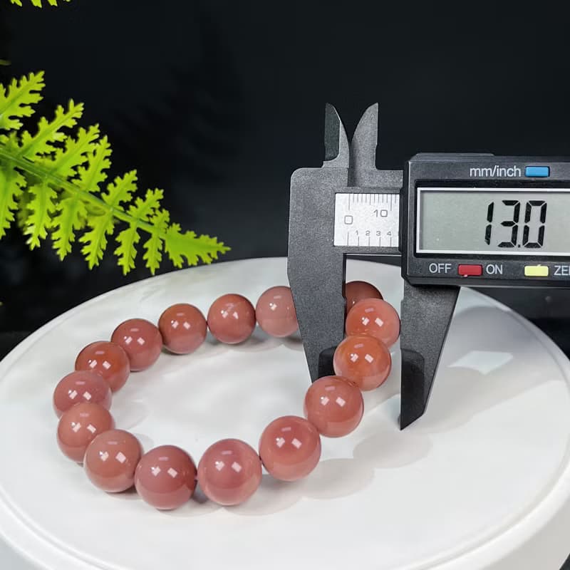 優質豆沙粉阿拉善瑪瑙手钏 高瓷戈壁彩玉手環 13mm 細膩水潤優雅