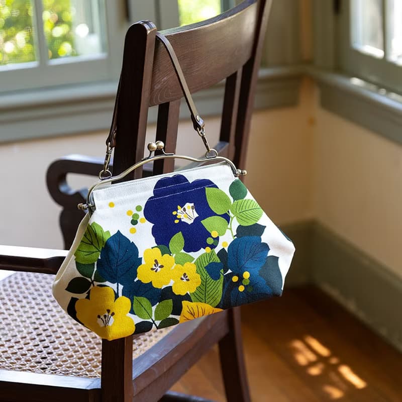 横長ベンリーがま口バッグ はなもゆ 【 日本製 】ハンドバッグ Frame Bag