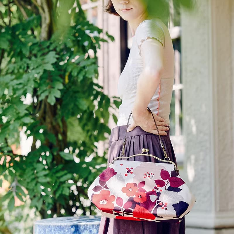 横長ベンリーがま口バッグ はなもゆ 【 日本製 】ハンドバッグ Frame Bag