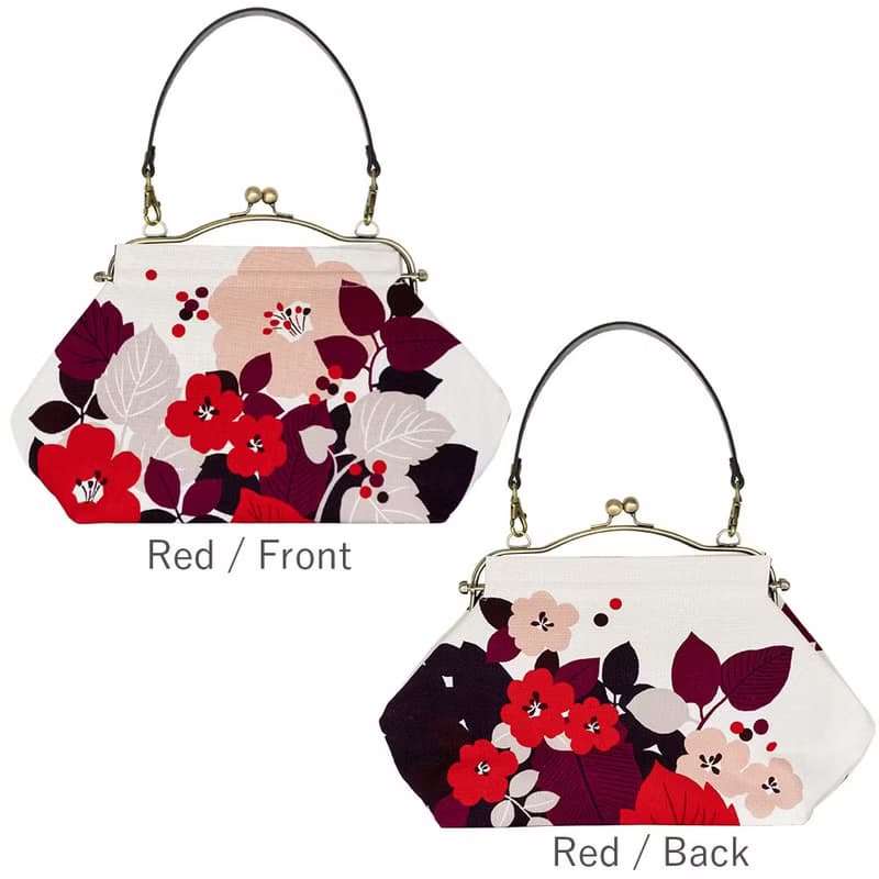 横長ベンリーがま口バッグ はなもゆ 【 日本製 】ハンドバッグ Frame Bag