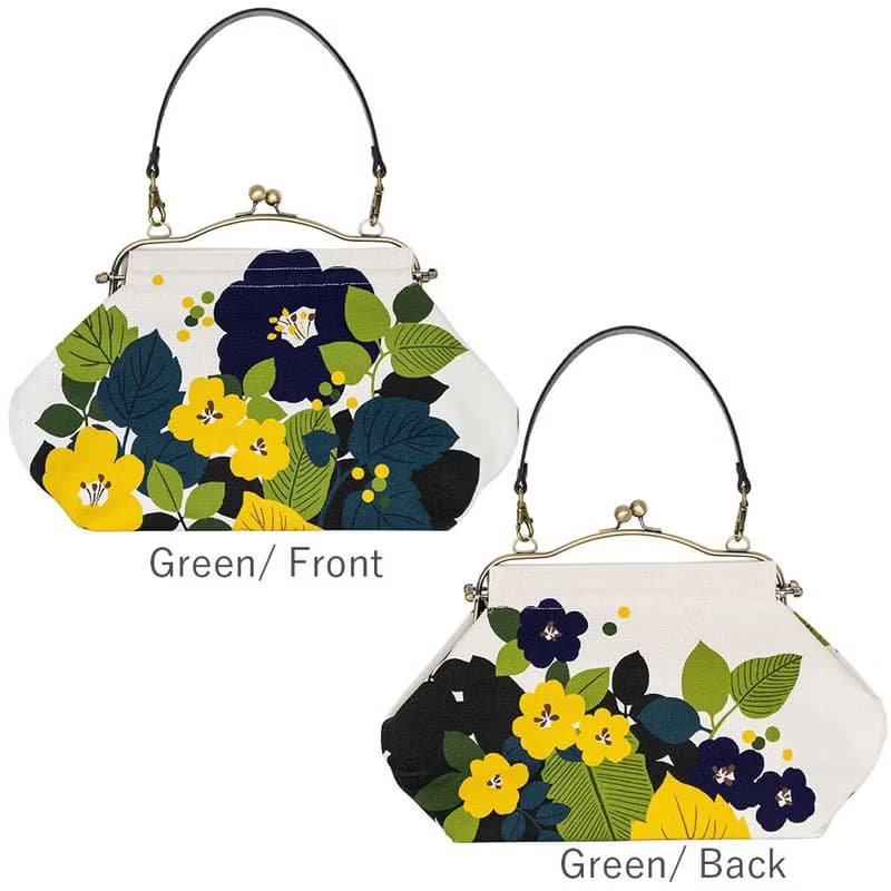 横長ベンリーがま口バッグ はなもゆ 【 日本製 】ハンドバッグ Frame Bag