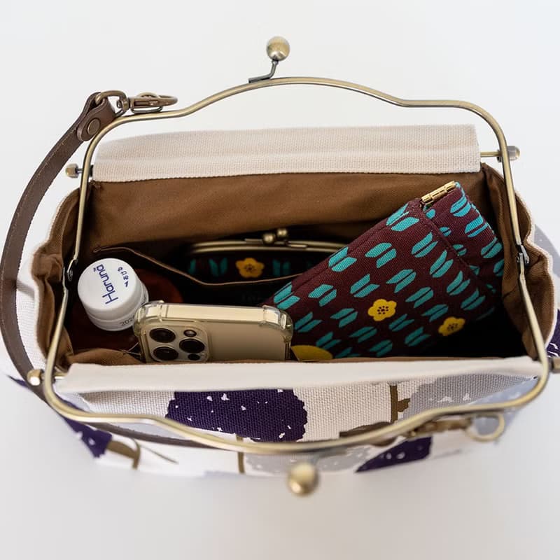 横長ベンリーがま口バッグ はなもゆ 【 日本製 】ハンドバッグ Frame Bag