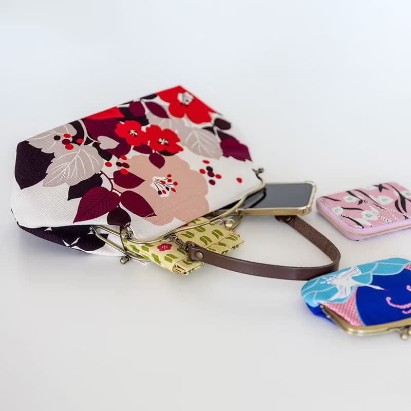 横長ベンリーがま口バッグ はなもゆ 【 日本製 】ハンドバッグ Frame Bag