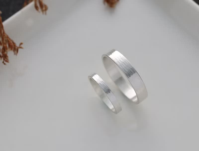 ni.kou 純銀 木紋 情侶戒 婚戒 對戒