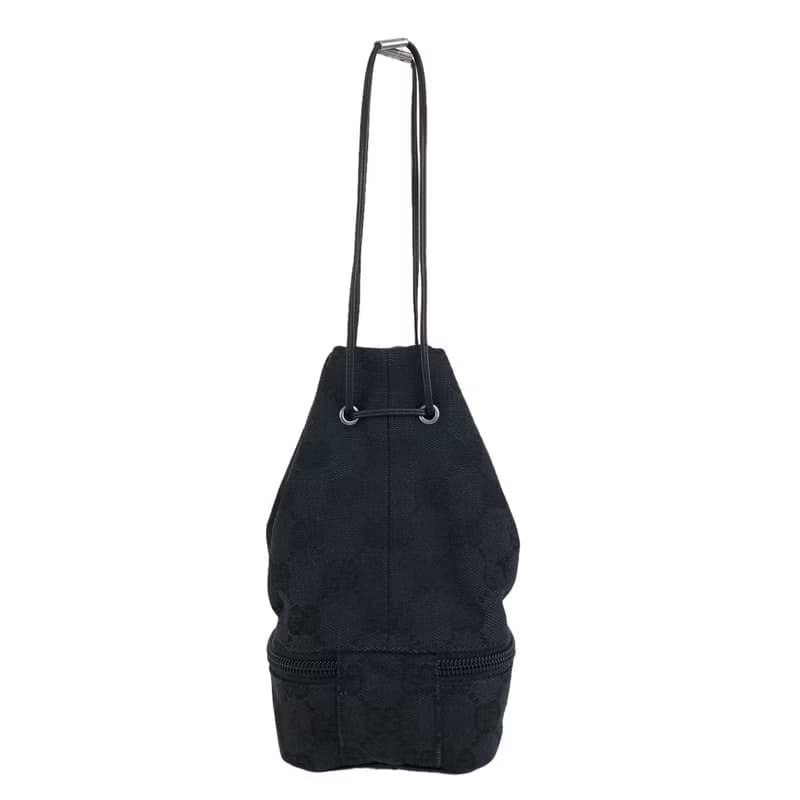 【 日本直送　名牌中古包 】GUCCI グッチ GG ハンドバッグ ブラック キャンバス ミニ巾着 vintage ヴィンテージ オールド yxamig