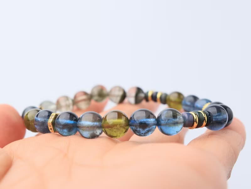 藍緘 魔鬼海藍寶 沙佛萊 綠幽靈 黑歐泊 水晶手鏈 水晶 限量 高品