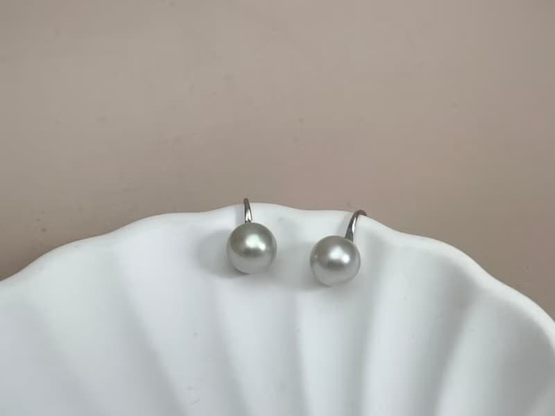 高跟鞋款 天然海水珍珠 akoya 真多麻 純銀耳環