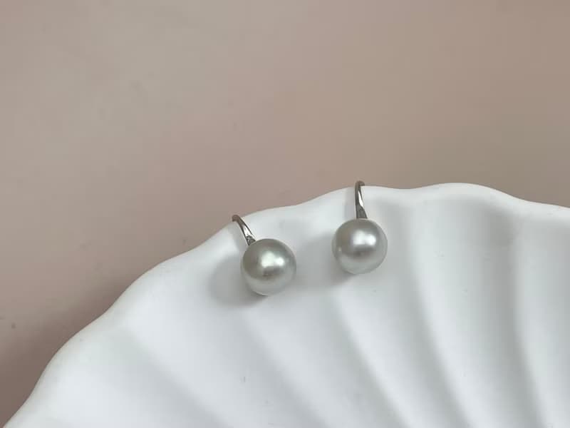 高跟鞋款 天然海水珍珠 akoya 真多麻 純銀耳環