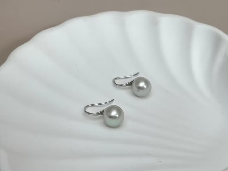 高跟鞋款 天然海水珍珠 akoya 真多麻 純銀耳環