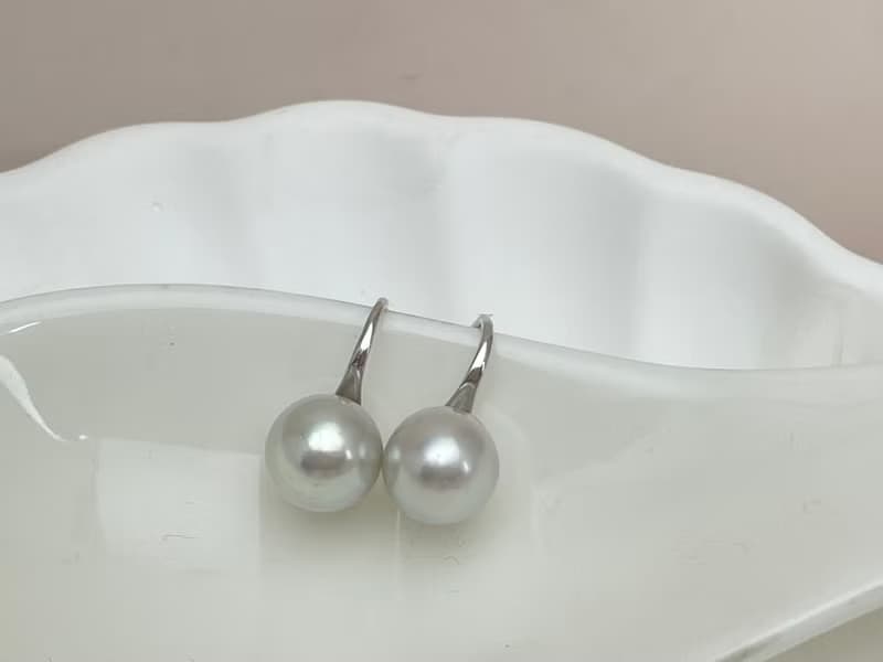 高跟鞋款 天然海水珍珠 akoya 真多麻 純銀耳環