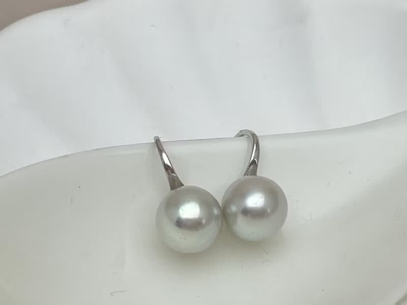 高跟鞋款 天然海水珍珠 akoya 真多麻 純銀耳環