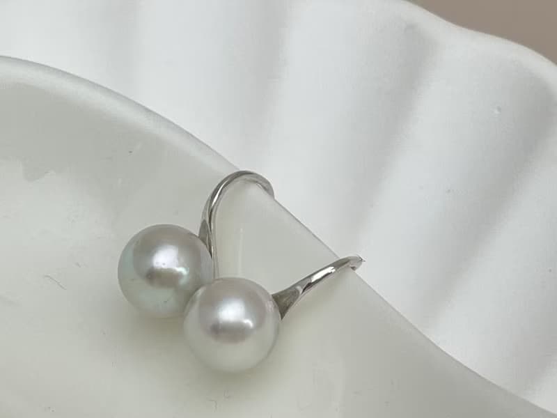 高跟鞋款 天然海水珍珠 akoya 真多麻 純銀耳環