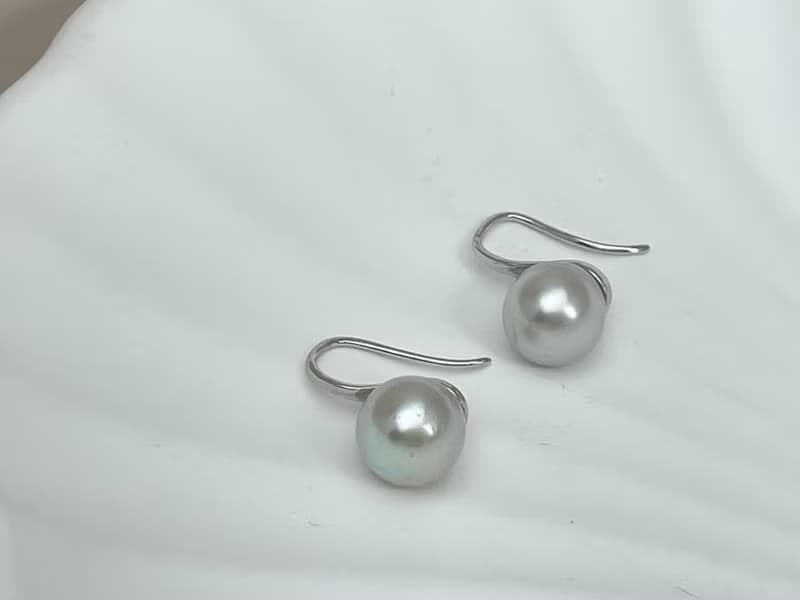 高跟鞋款 天然海水珍珠 akoya 真多麻 純銀耳環