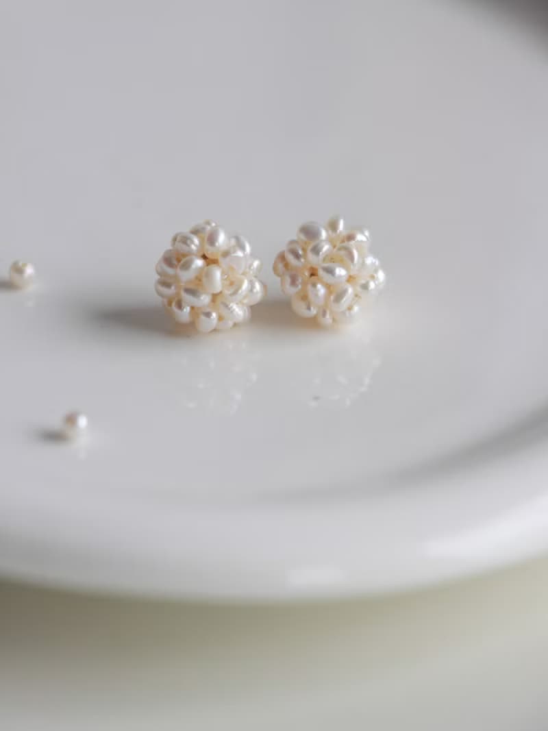 【奶油漿果】天然淡水珍珠 耳釘 耳環 快速出貨