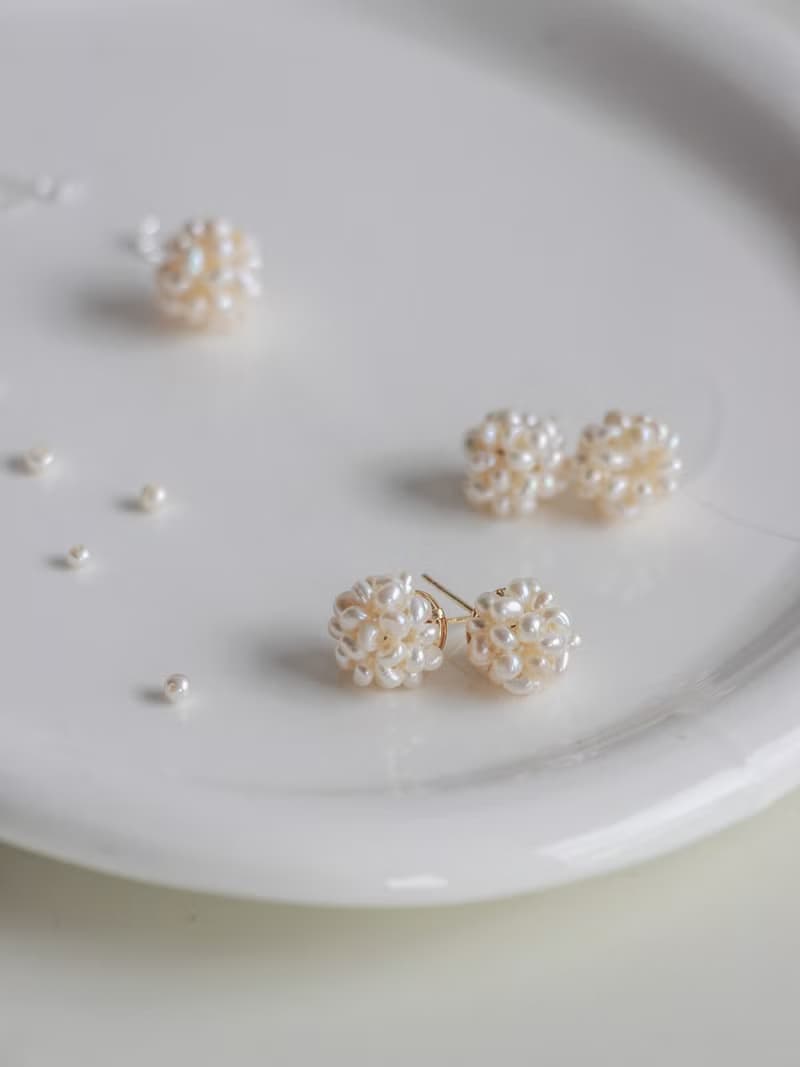 【奶油漿果】天然淡水珍珠 耳釘 耳環 快速出貨