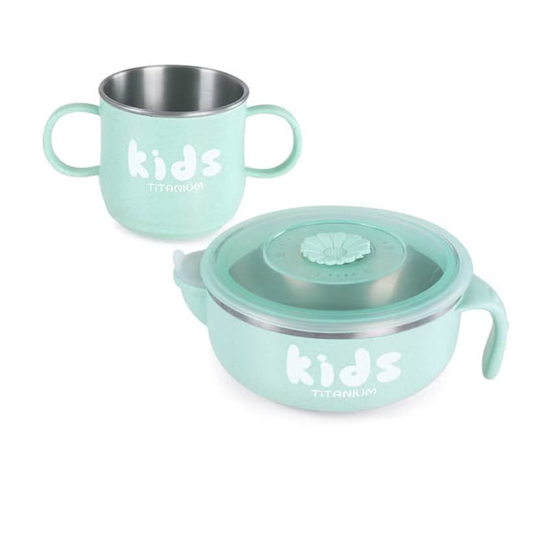 【純鈦微瑕商品】注水保溫保冷碗 400ml-綠