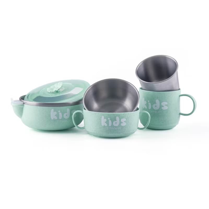 【純鈦微瑕商品】注水保溫保冷碗 400ml-綠