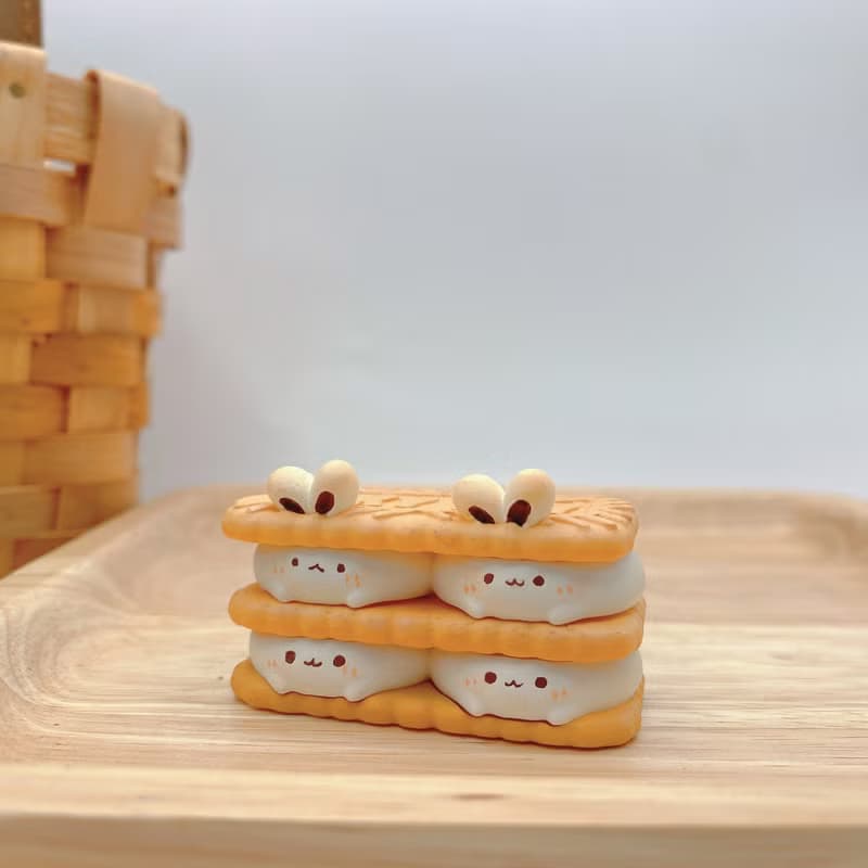 棉花糖蓮花菟比餅乾 甜點烘焙 手作公仔療癒擺飾
