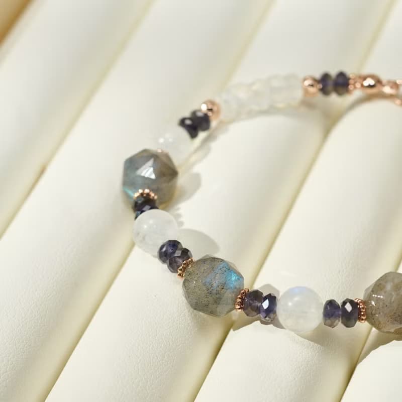 拉長石/月亮石/堇青石天然水晶手鏈/氣質水晶飾品