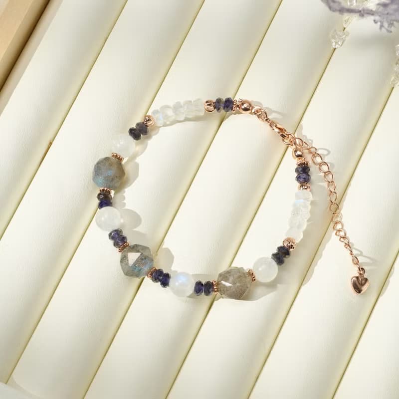拉長石/月亮石/堇青石天然水晶手鏈/氣質水晶飾品