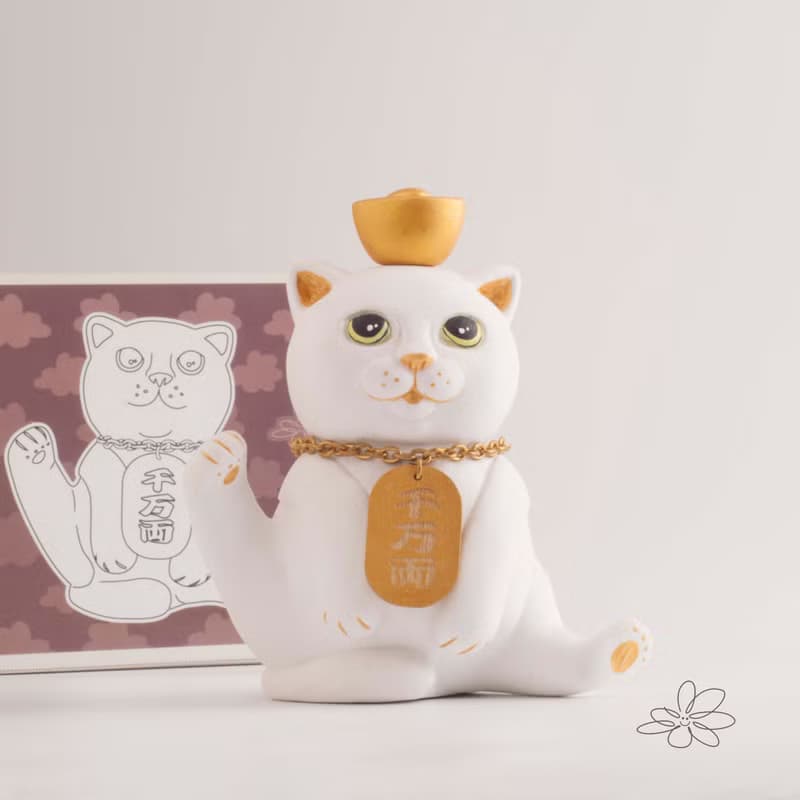 |woohuang | 水泥材質 | 這咖金好運 四吋高( 9.5公分)抬腳招財貓