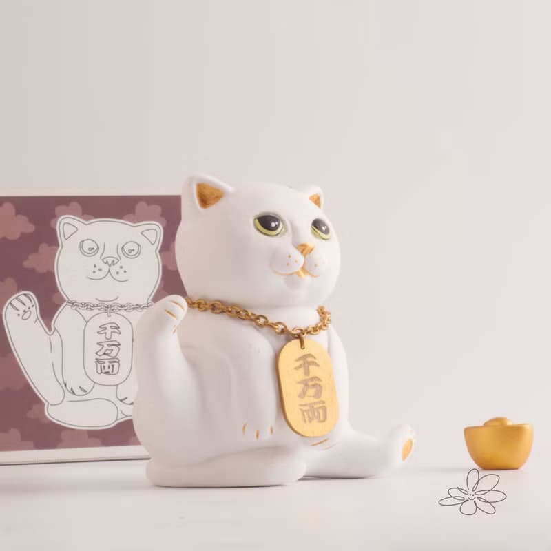 |woohuang | 水泥材質 | 這咖金好運 四吋高( 9.5公分)抬腳招財貓