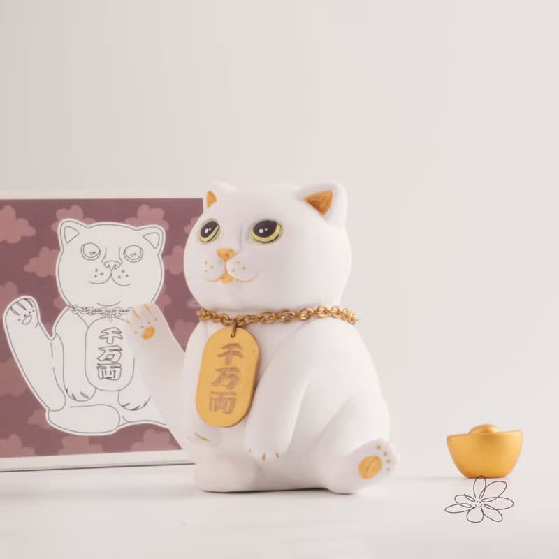 |woohuang | 水泥材質 | 這咖金好運 四吋高( 9.5公分)抬腳招財貓