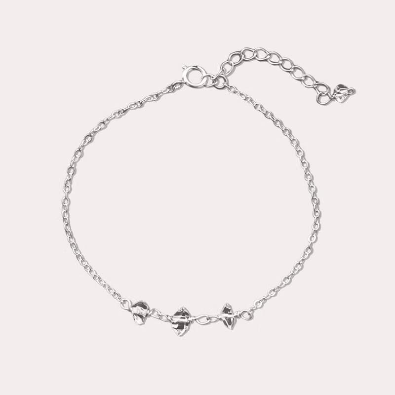 小清新赫基默鑽石手鍊/腳鍊 美國 閃靈鑽 Herkimer SV925/14KGF