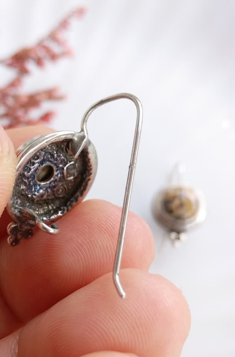 Vintage Jewelry 西洋古董飾品 手工925銀 原始石  針式耳環